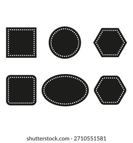 Dotted frame icons. Geometric shape set. Interface element Vector. Black solid figure. EPS 10.