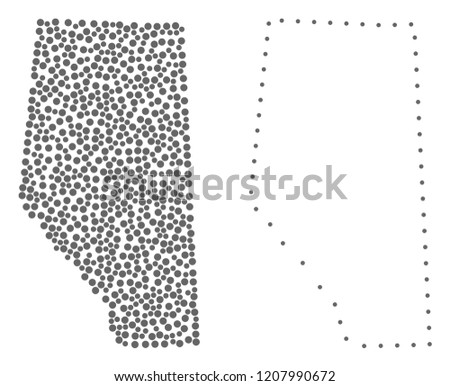 Dotted and Frame map of Alberta Province composed with dots. Vector gray abstraction of map of Alberta Province. Connect the dots educational geographic drawing for map of Alberta Province.
