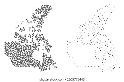 Dotted and Frame map of Canada formed with dots. Vector grey abstraction of map of Canada. Connect the dots educational geographic drawing for map of Canada.