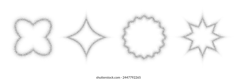 Dotted frame set. Geometric shapes collection of halftone dot form