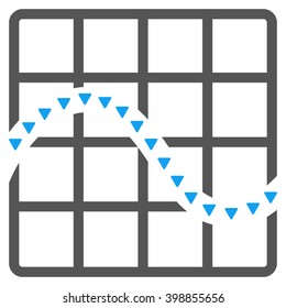 Dotted Function Chart vector icon. Style is bicolor flat icon symbol, blue and gray colors, white background, triangle dots.
