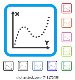 Dotted Function Graph icon. Flat grey pictogram symbol in a light blue rounded rectangular frame. Black, gray, green, blue, red, orange color additional versions of Dotted Function Graph vector.