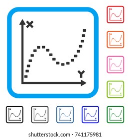 Dotted Function Graph icon. Flat gray pictogram symbol inside a light blue rounded rectangle. Black, gray, green, blue, red, orange color variants of Dotted Function Graph vector.