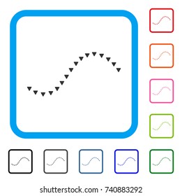 Dotted Function Line icon. Flat grey iconic symbol in a light blue rounded frame. Black, gray, green, blue, red, orange color variants of Dotted Function Line vector.
