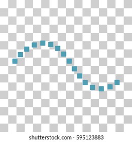 Dotted Function Line icon. Vector illustration style is flat iconic symbol, cyan color, transparent background. Designed for web and software interfaces.