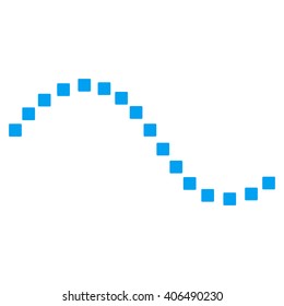 Dotted Function Line vector toolbar icon. Style is flat icon symbol, blue color, white background, square dots.