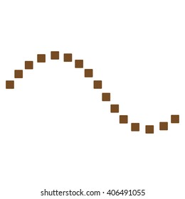 Dotted Function Line vector toolbar icon. Style is flat icon symbol, brown color, white background, square dots.