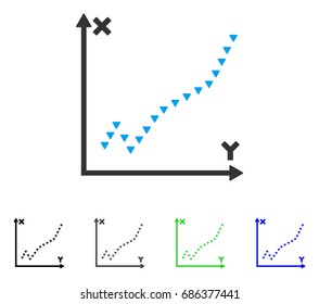 Dotted Function Plot flat vector pictograph. Colored dotted function plot gray, black, blue, green pictogram versions. Flat icon style for application design.