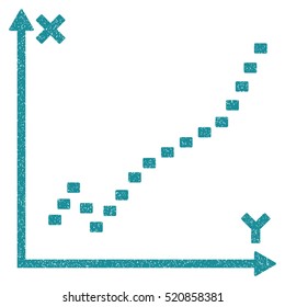 Dotted Function Plot grainy textured icon for overlay watermark stamps. Flat symbol with dirty texture. Dotted vector soft blue ink rubber seal stamp with grunge design on a white background.