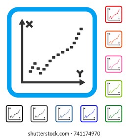 Dotted Function Plot icon. Flat grey pictogram symbol in a light blue rounded frame. Black, gray, green, blue, red, orange color additional versions of Dotted Function Plot vector.