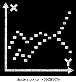 Dotted Functions Plot grainy textured icon for overlay watermark stamps. Flat symbol with unclean texture. Dotted vector white ink rubber seal stamp with grunge design on a black background.