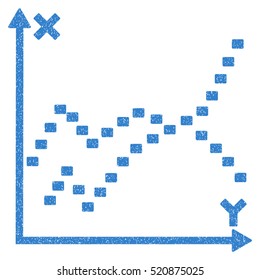 Dotted Functions Plot grainy textured icon for overlay watermark stamps. Flat symbol with unclean texture. Dotted vector cobalt ink rubber seal stamp with grunge design on a white background.