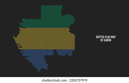 Ilustración de vectores de mapa con bandera de Gabón