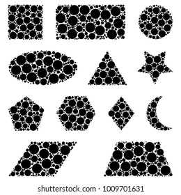 dotted geometric figures set isolated on white background