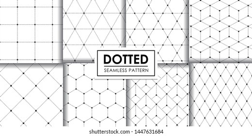 Dotted geometric seamless pattern collection, , Decorative wallpaper.