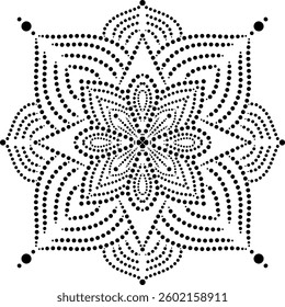 Dotted Geometric Symmetrical Floral Mandala Vector Illustration, Cushion cover or Embroidery design element or can be used to create repetitive pattern for fabric, wallpaper, curtain, carpet etc