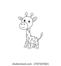 Forma de girafa pontilhada para ajudar as crianças a aprender habilidades de traçado e desenho