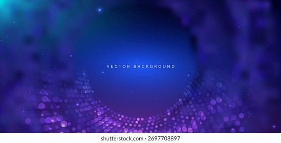 Dotted glowing and blur on blue background. Big data communication network concept. Vector illustration