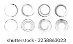 Dotted gradient circle. Halftone effect circular dotted frame. Progress round loader. Half tone circle. Vector illustration isolated on the white background.