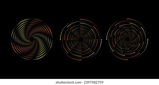 Dotted gradient circle. Halftone effect circular dotted frame. Progress round loader. Half tone circle.