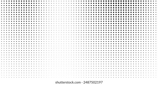 Dotted gradient halftone background. Horizontal seamless dotted pattern in pop art style. Abstract modern stylish texture. Fade gradient black and white half tone background. Vector dots halftone