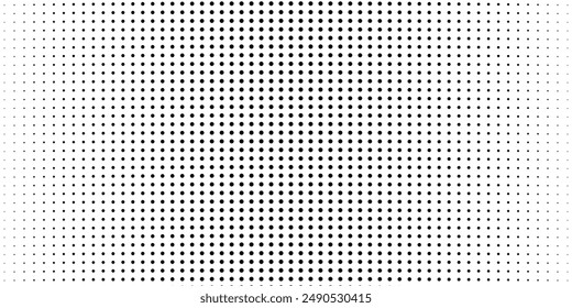 Dotted gradient halftone background. Horizontal seamless dotted pattern in pop art style. Abstract modern stylish texture. Fade gradient black and white half tone background.
