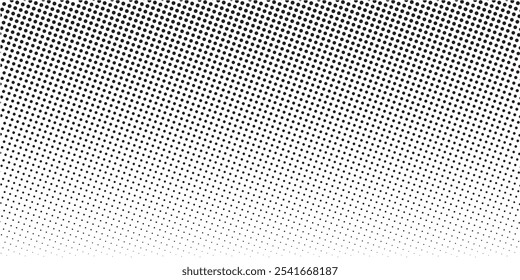 Fondo de semitono de degradado punteado. Horizontal patrón de puntos sin fisuras en estilo pop art. Abstractas textura moderna con estilo