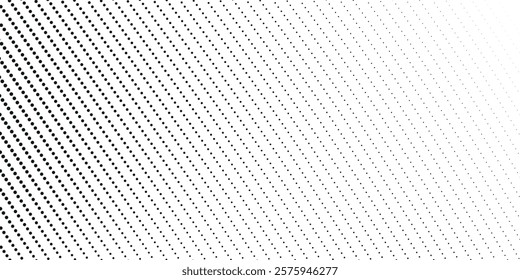 Dotted gradient halftone background. Horizontal seamless dotted pattern in pop art style. Abstract modern stylish texture. Fade gradient black and white half tone background. Vector illustration.