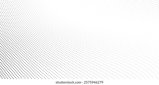 Dotted gradient halftone background. Horizontal seamless dotted pattern in pop art style. Abstract modern stylish texture. Fade gradient black and white half tone background. Vector illustration.