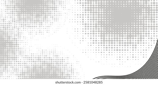 Dotted gradient halftone background. Horizontal seamless dots pattern in pop art style.