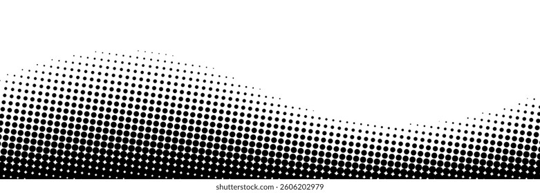 Dotted gradient halftone background. Horizontal seamless dots pattern in pop art style. Abstract modern stylish texture. Vector illustration.