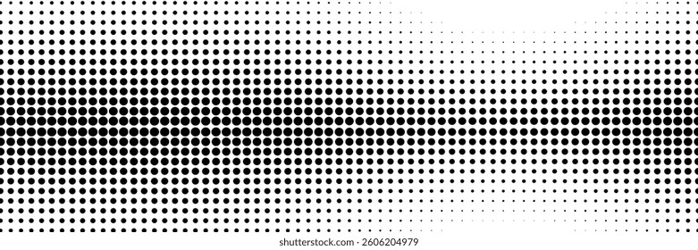 Dotted gradient halftone background. Horizontal seamless dots pattern in pop art style. Abstract modern stylish texture. Vector illustration.