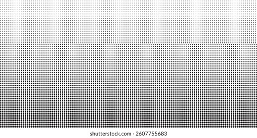 Dotted gradient halftone background. Horizontal seamless dotted pattern in pop art style. Abstract modern stylish texture. Fade gradient black and white half tone background.