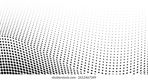 Dotted gradient halftone background. Horizontal seamless dots pattern in pop art style. Abstract modern stylish texture. Vector illustration.