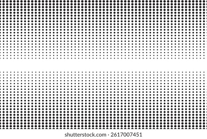 Dotted gradient halftone background. Horizontal seamless dotted pattern in pop art style. Abstract modern stylish texture. Fade gradient black and white half tone background.