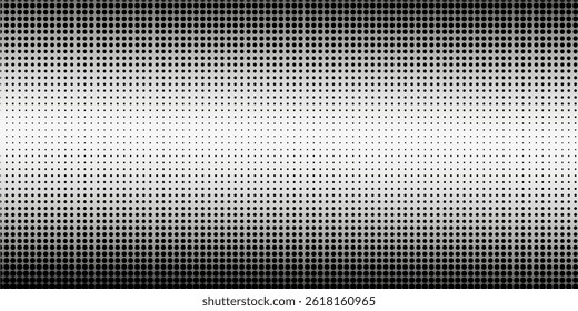 Dotted gradient halftone background. Horizontal seamless dots pattern in pop art style.