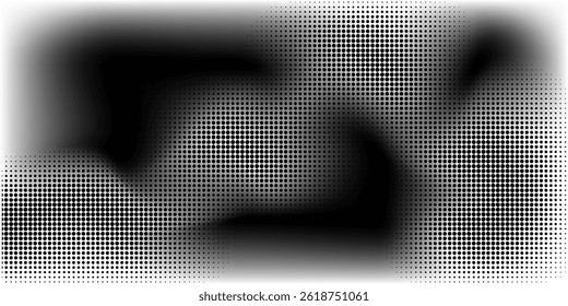 Dotted gradient halftone background. Horizontal seamless dotted pattern in pop art style. Abstract modern stylish texture. Fade gradient black and white half tone background.	