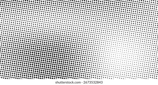 Plano de fundo de meio-tom de gradiente pontilhado. Padrão pontilhado sem costura horizontal no estilo pop art. Abstrato textura moderna e elegante. Fundo de meio tom preto e branco de gradiente de desaparecimento.