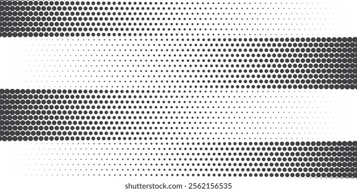 Dotted gradient halftone line background. Horizontal seamless dots pattern in pop art style