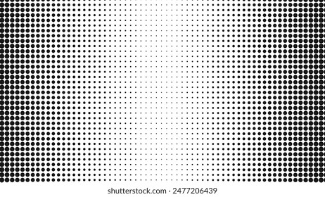 Dotted gradient retro background. Halftone black and white texture.