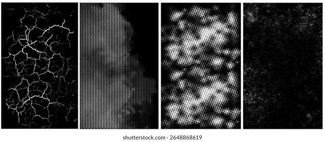 Dotted gradient, smooth dots spraying and halftones dot background seamless horizontal geometric pattern vector template set. 