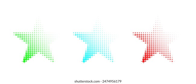 Estrellas degradadas punteadas. Vector Elementos aislados. estrellas efecto semitono