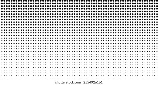 Dotted gradient vector illustration, white and black halftone background, horizontal seamless dotted lines, monochrome dots texture backdrop, retro effect. modern	
