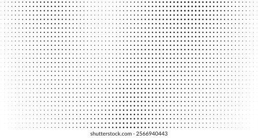 Dotted gradient vector illustration, white and black halftone background, horizontal seamless dotted lines, monochrome dots texture backdrop, retro effect. modern	
