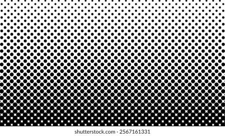 Dotted gradient vector illustration, white and black halftone background