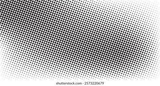 Dotted gradient vector illustration, white and black halftone background, horizontal seamless dotted lines, monochrome dots texture backdrop, retro effect. modern	
