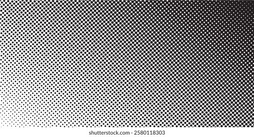 Dotted gradient vector illustration, white and black halftone background, horizontal seamless dotted lines, monochrome dots texture backdrop, retro effect. modern