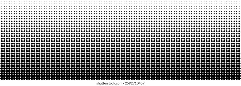 Dotted gradient vector illustration, white and black halftone background, horizontal seamless dotted lines, monochrome dots texture backdrop, retro effect. modern