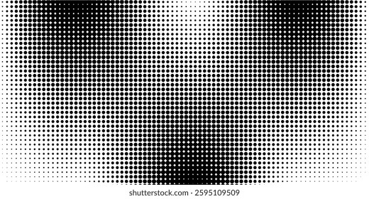 Dotted gradient vector illustration, white and black halftone background, horizontal seamless dotted lines, monochrome dots texture backdrop, retro effect. modern