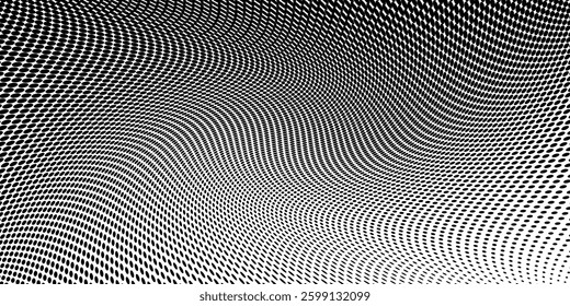 Dotted gradient vector illustration, white and black halftone background, horizontal seamless dotted lines, monochrome dots texture backdrop, retro effect. modern